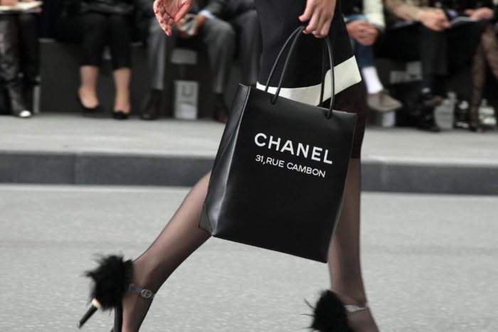 PARIS - OCTOBER 03: A detail of a model walking down the runway during the Chanel PFW Spring Summer 2009 show at Paris Fashion Week 2008 at Grand Palais on October 3, 2008 in Paris, France. (Photo by Eric Ryan/Getty Images)